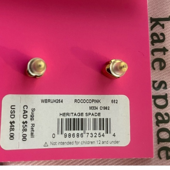 Kate Spade ♠️ Heritage Spade it Heart Studs Earrings in Flamingo Pink - Picture 8 of 10